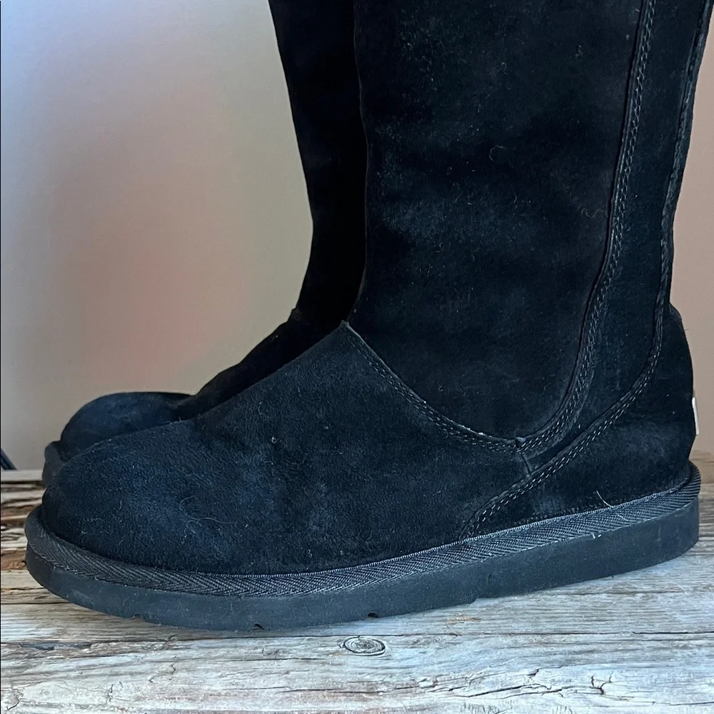UGG Knightsbridge Leather Tall Boot Back Zip Women US 9 EU 40 Black 5119 - Picture 5 of 15